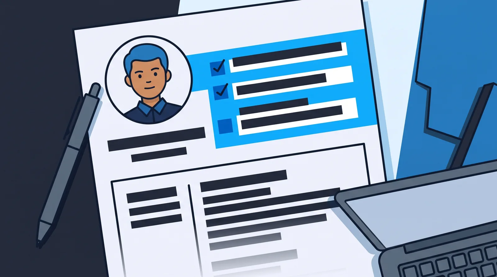 The top third of a resume with the summary highlighted