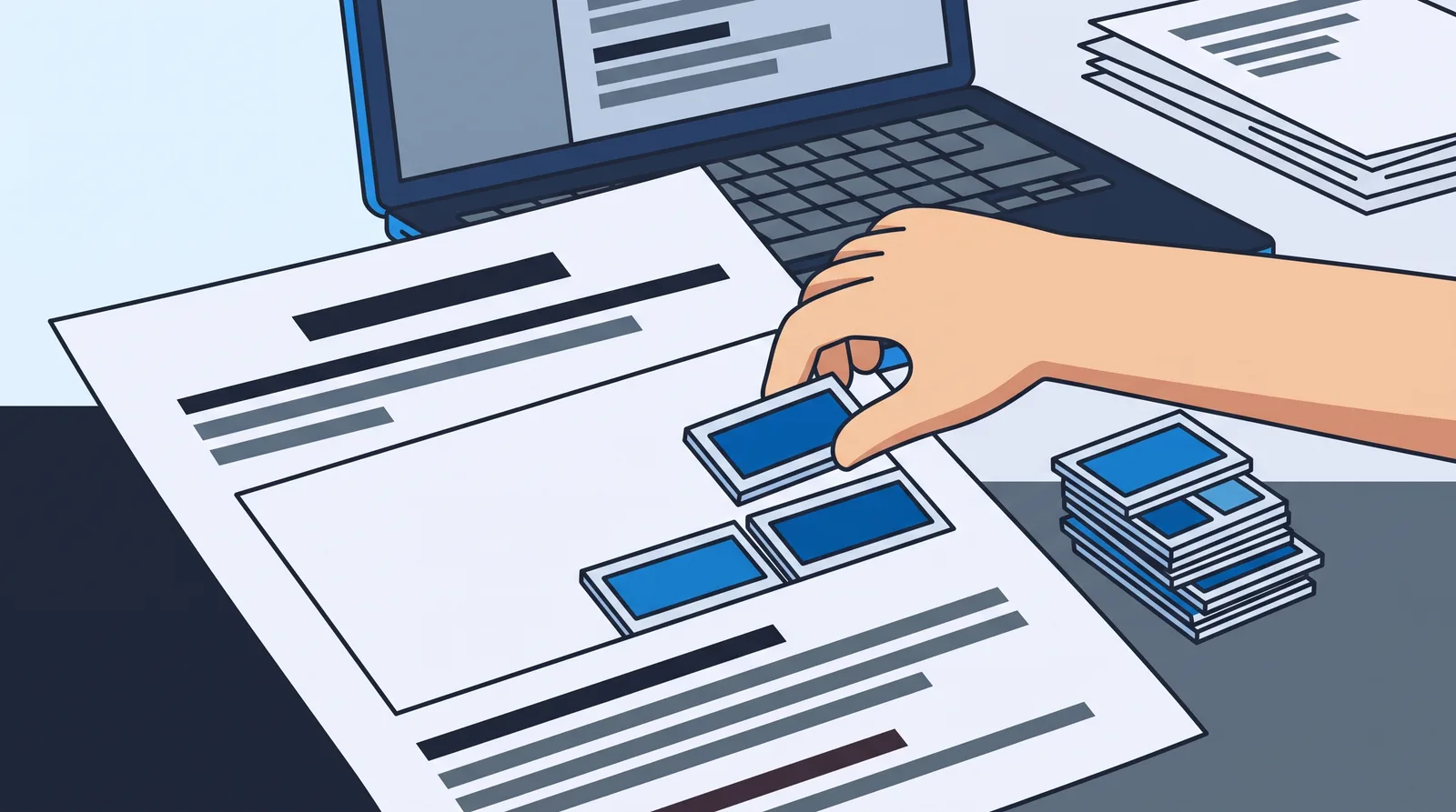 Skill chips being placed onto a resume